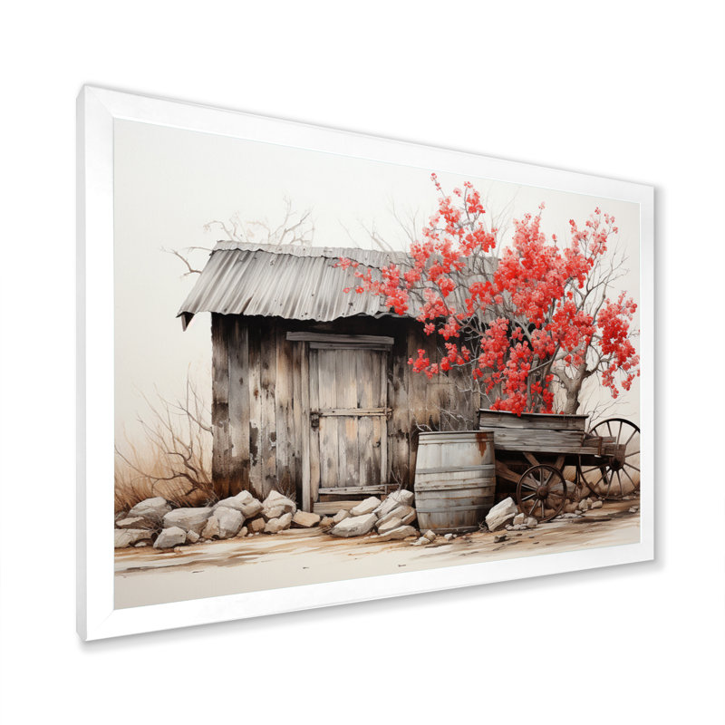 Grange rustique élégance II - art mural grange, Cadre simple blanc, H 30 po x l 40 po x P 1,5 po