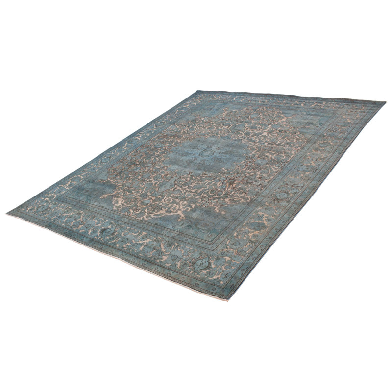 Tapis bleu denim clair en laine 9 pi 6 po x 12 pi 10 po Krislin
