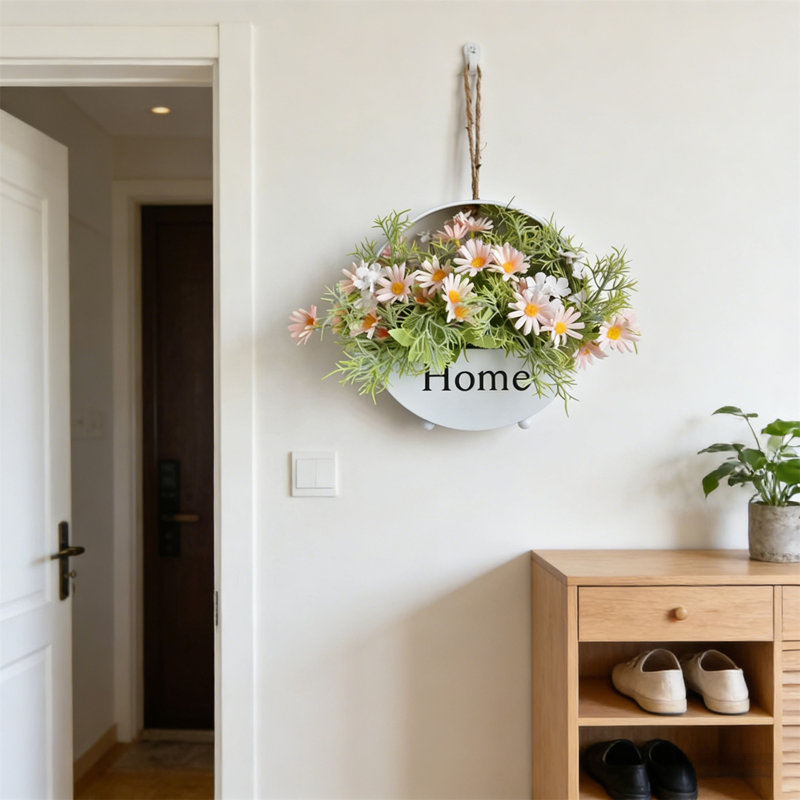 Couronne de linteau artificielle à fleurs séchées
