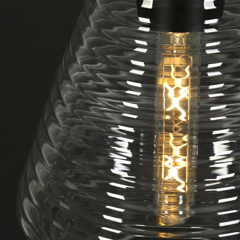 Luminaire suspendu géométrique 1 lumière noir mat avec verre transparent