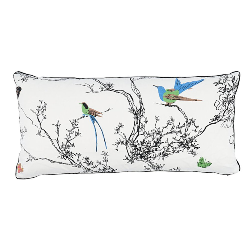 Coussin oiseaux et papillons