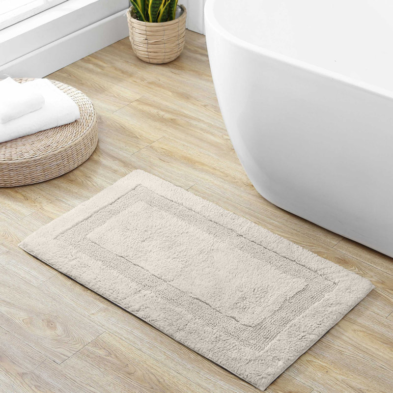 Long Branch 100% Cotton Bath Rug, Beige, 21 x 34