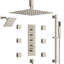 Système de douche thermostatique à double effet pluie de 40 cm (16 po) à montage au plafond, avec 6 jets corporels et douchette à main.-89833291