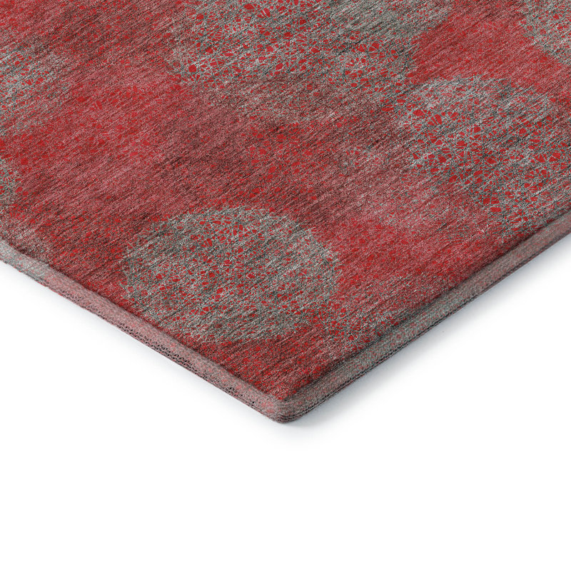 Tapis rouge Prisco lavable à la machine de qualité supérieure, Tapis de couloir 2 pi 3 po x 7 pi 6 po