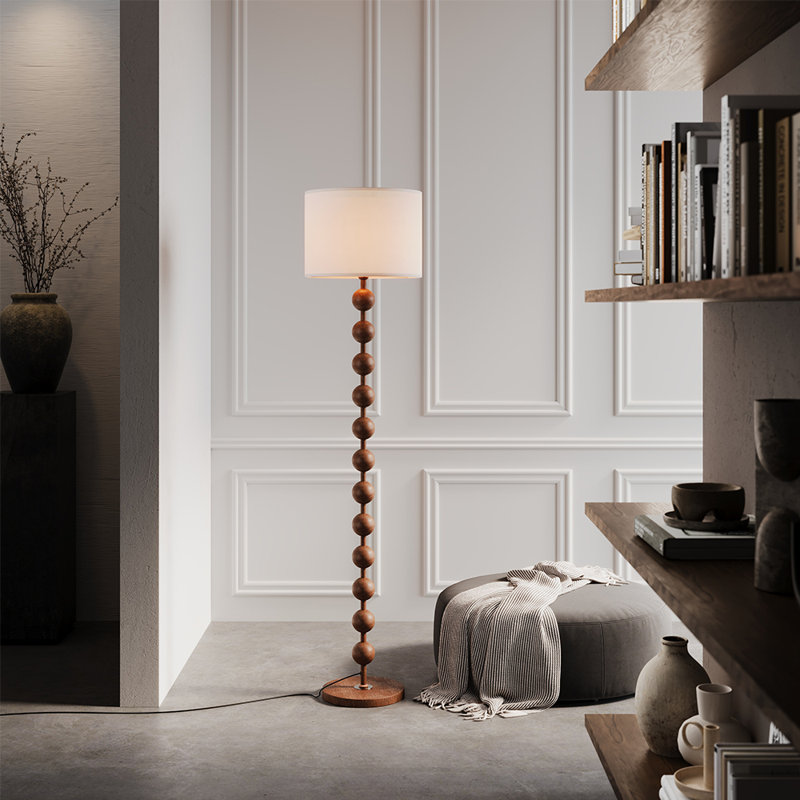 155cm Polished Torchiere Floor Lamp with USB and Outlet