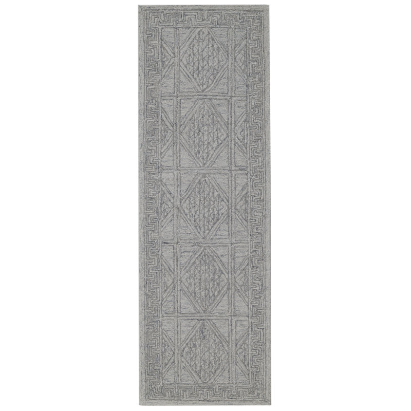 Lyon Hand Tufted Wool Indoor Rug, Blue, 2'6x8'