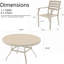 Mobilier de patio de 7 pièces avec 6 chaises empilables en métal et une table ronde de 53,64 po, finition vieillie sur les chaises, sièges faciles à nettoyer, revêtement de rouille, rangement, coloré-1976069716