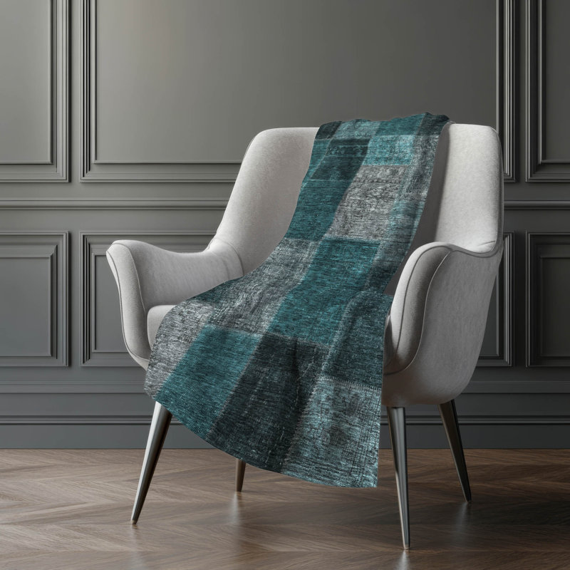 Jeté patchwork Addison Sherpa ASB663, Sarcelle