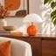 Lampe de table champignon en céramique orange, lampe de chevet à DEL alimentée par USB avec lumière tricolore pour table de chevet