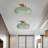 Mid-Century Modern Semi Flush Mount Ceiling Light, Kitchen Ceiling Light Fixture With Glass Shade,Vintage Close To Ceiling Lamp For Entryway Hallway Bathroom(Green Lampshade-Lamp Holder)