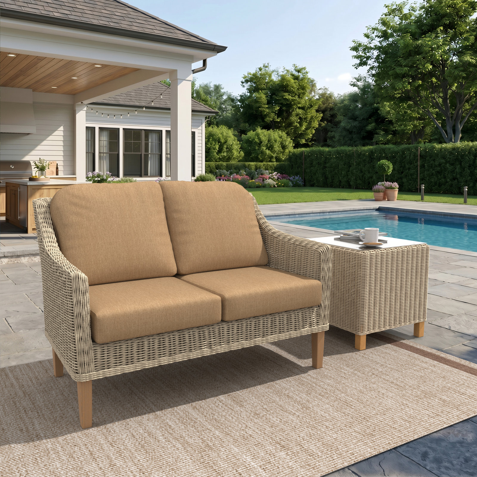 Amala 22" Sunbrella® Seat and Back Cushion, Canvas Heather Beige Sunbrella® Canvas