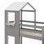 Lit superposé simple au-dessus d'un lit simple en bois avec toit, fenêtre et garde-corps-1710657041