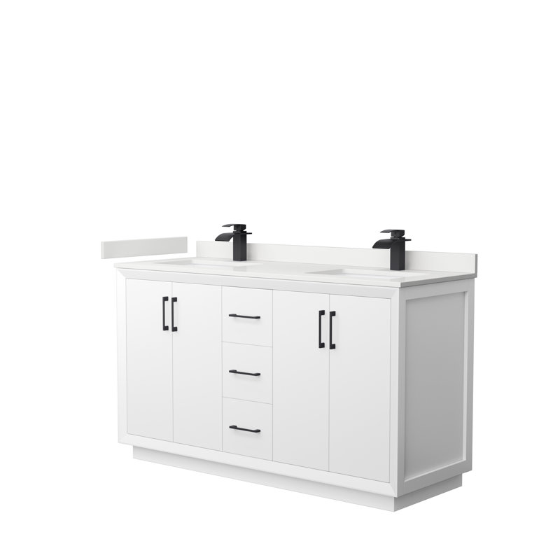 Strada 60'' W Double Vanity, WDX13382, White, Brushed Nickel