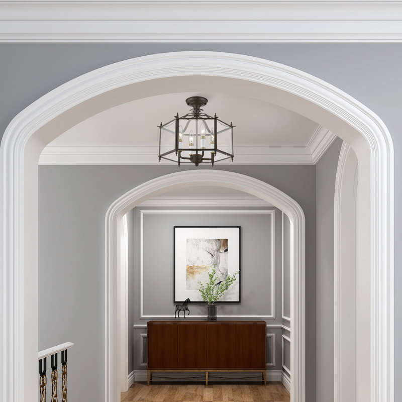 Djamshid Glass Semi Flush Mount, English Bronze
