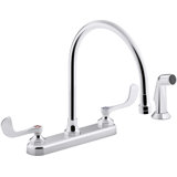 , 1.5 gpm Triton Bowe 1.8 gpm Kitchen Sink Faucet with 9-516 In. Gooseneck Spout, Matching Finish Sidespray, Aerated Flow and Wristblade Handles