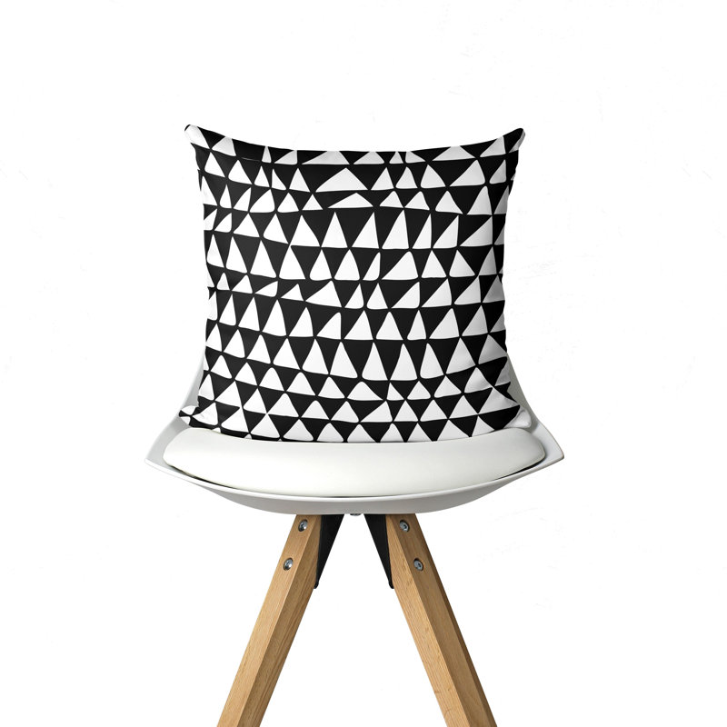 Housse de coussin d'intérieur Norma noir et blanc d'inspiration scandinave minimaliste Mid-Century., 20 po X 20 po