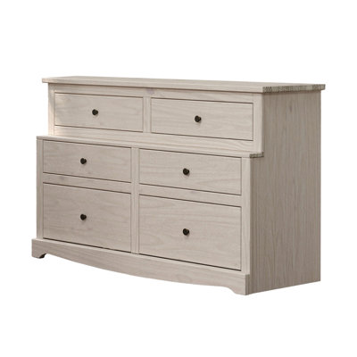 Stav Wide Dresser Chest With 6 Drawers, Plank Style, Solid Wood by Benjara