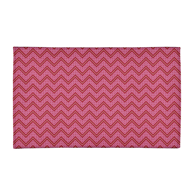 Tapis rose/rouge à chevrons fait main, Rectangle 3 pi x 5 pi