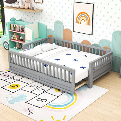 Wood Platform Bed With Guardrails