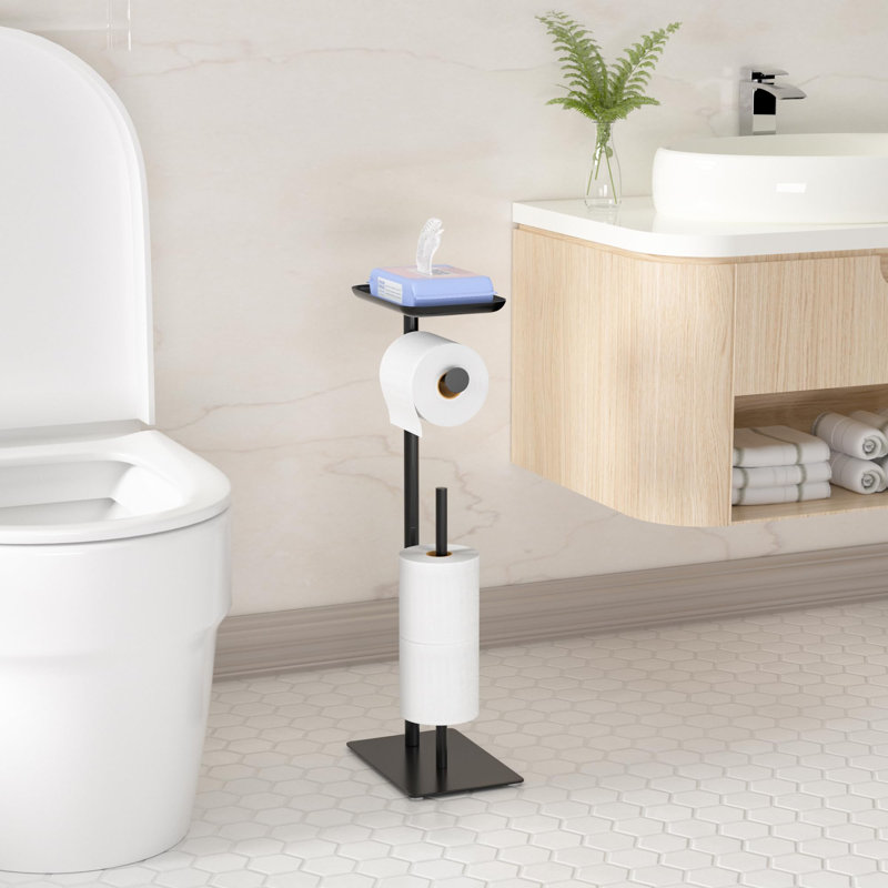 Free Standing Toilet Paper Holder, Matte Black