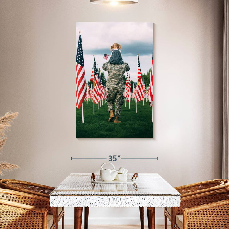 Lelar, père et enfant patriotique, H 48 po x l 32 po