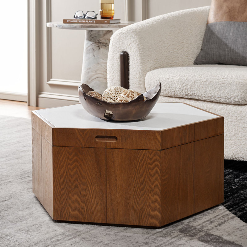 Flodie Single Coffee Table, Walnut/White