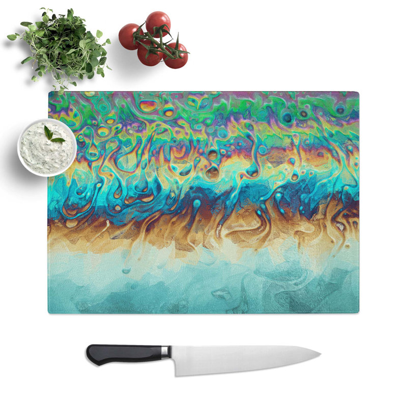 Tempered Glass Neon Swim Chopping Board, 39 cm W x 28.5 cm L