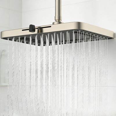 13'' High Pressure Rain Shower Head, 5 Spray Modes Shower Head With Adjustable Swivel Ball Joint