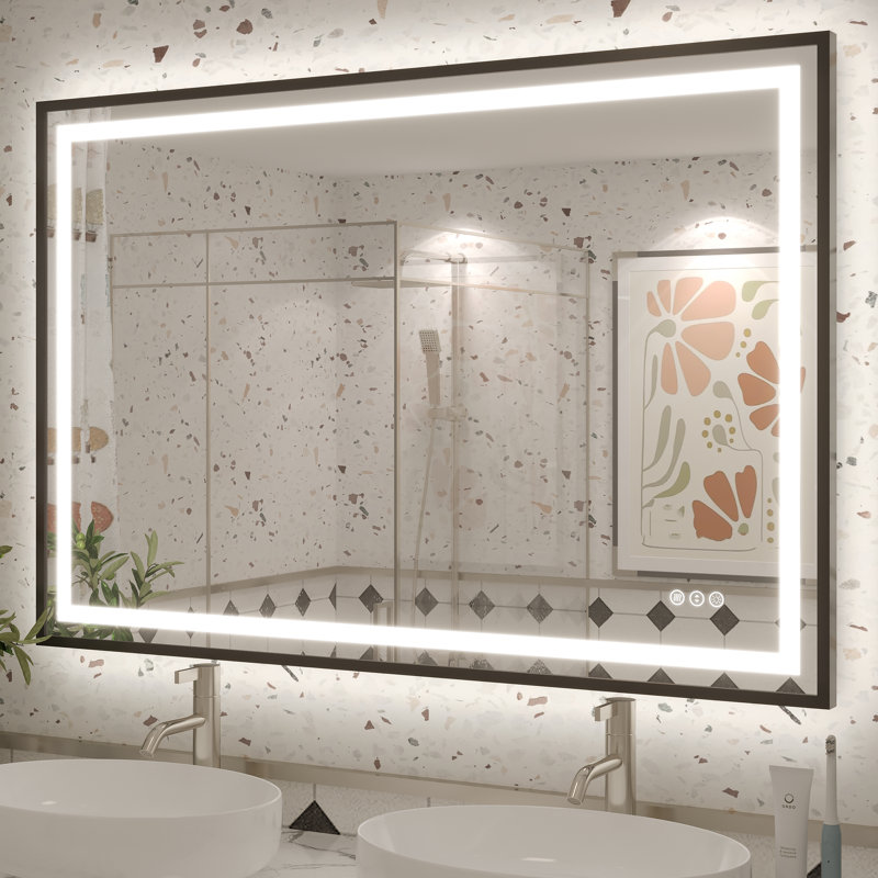 Miroir de salle de bain Molly Framelss, 48 po x 32 po, Noir