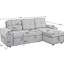 Canapé modulaire faisant face à droite avec repose-pieds, canapé d'angle convertible avec rangement pour accoudoirs, mobilier de salon et d'appartement moderne, gris foncé-895164568