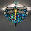Plafonnier Tiffany avec ampoules à DEL en libellule en verre coloré bleu vert l 12 po x P 12 po x H 8 po-94745666