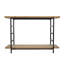 Console 48 po x 16 po x 32 po à 2 niveaux en bois et fer avec structure noire et tablette de rangement, industrielle / moderne / minimaliste
