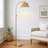 64'' Adjustable Gold Arched Floor Lamp With Handwoven Boho Shade, Rotatable Reading Light, Easy Assembly & E26 LED Bulb Included-1292536317