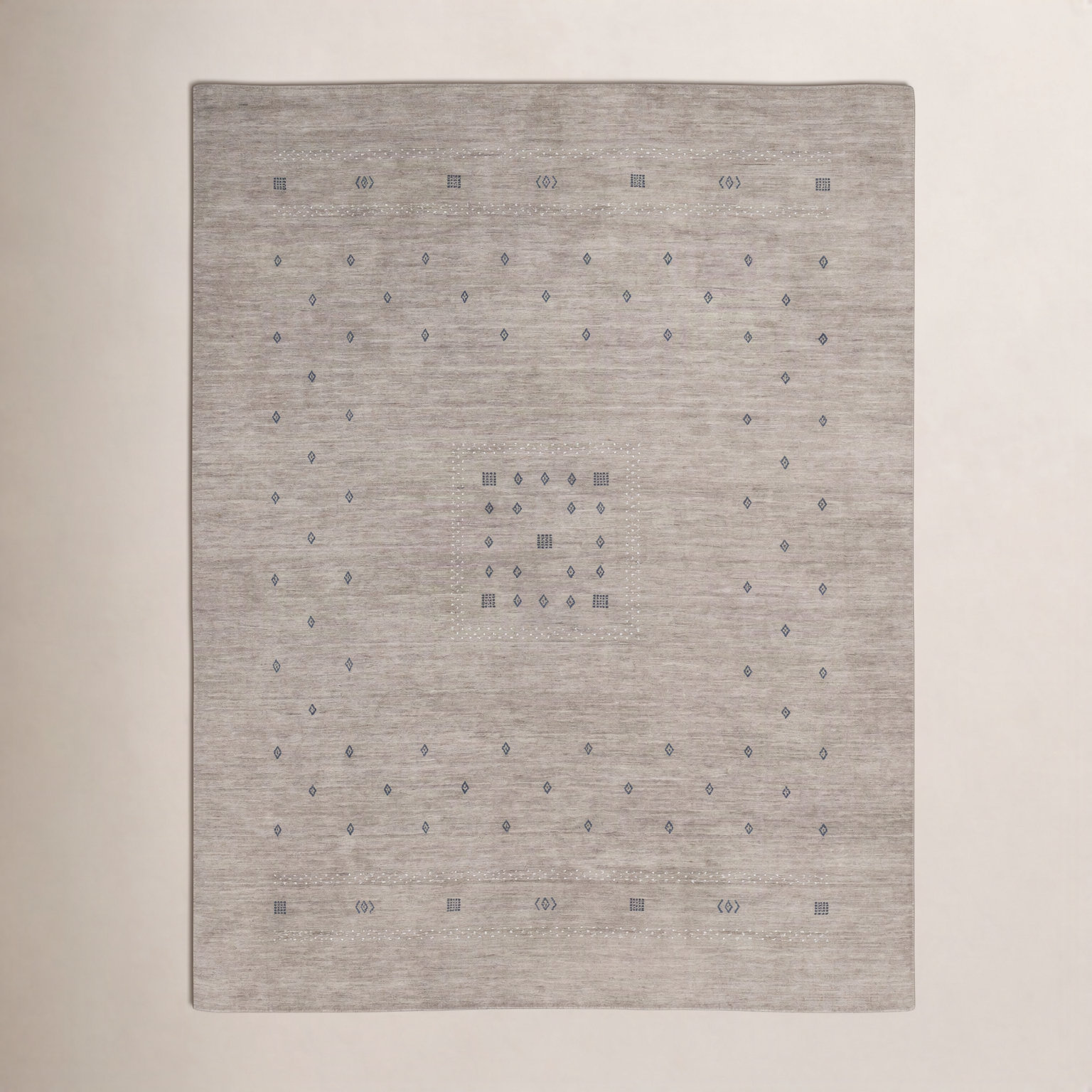 Simi Hand-Woven Geometric Cotton Wool Rug, Brown, Rectangle 10' x 14'