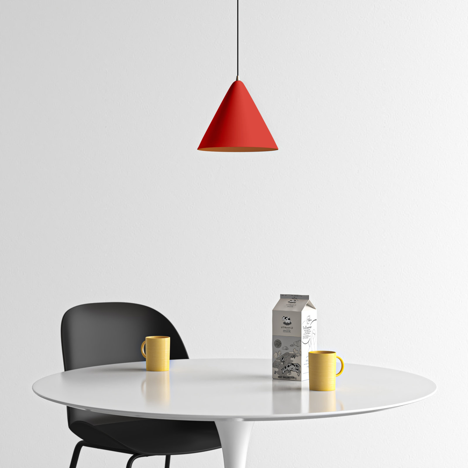 Oaklee Single Light Metal Dimmable Pendant, Shiny Red, 18" H x 14" W x 14" D