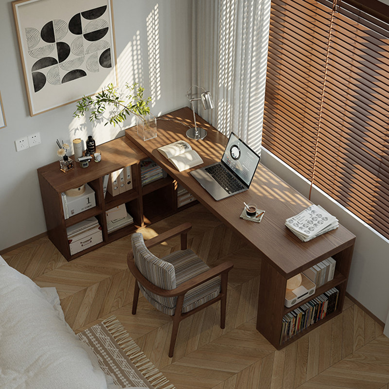 Bureau rectangulaire en bois massif brun noisette, H 29,53 po x l 62,99 po x P 55,12 po