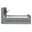 Lit double en bois avec tête de lit avec prises de courant, lit extensible avec lit gigogne simple avec trois tiroirs de rangement, gris-1089759270