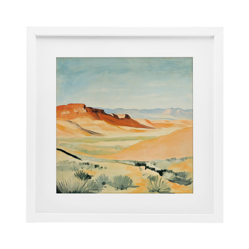 Paysage désertique, impression encadrée sous verre, design par Petal Prints Design, H 13 po x l 13 po, Cadre blanc côtier