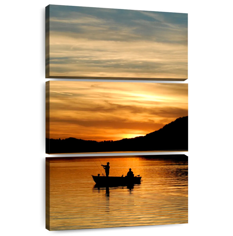Senne Sunset Fishing Silhouette, 45" H x 28" W