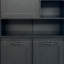 Armoire de buanderie avec portes et tablette, panier à linge inclinable, plusieurs espaces de rangement, style autoportant, tablette ouverte, tablette réglable