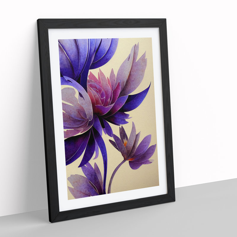 Beautiful Watercolour Flowers No.3 - Single Picture Frame Painting, Black Framed, 64cm H x 46cm W x 2cm D