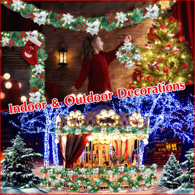 274 cm in. Lighted Fresh Faux Artificial Garland