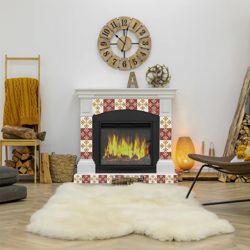 8x8-inch Dark Red and Beige Vinyl Peel and Stick Mosaic Tile Set