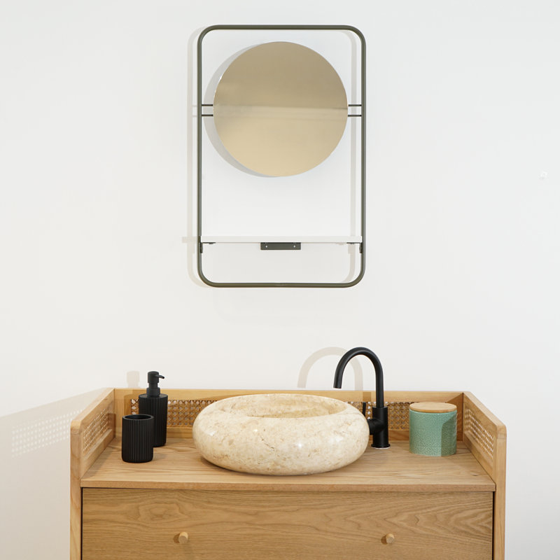 Fullilove Flat Mirror with Shelves, Green