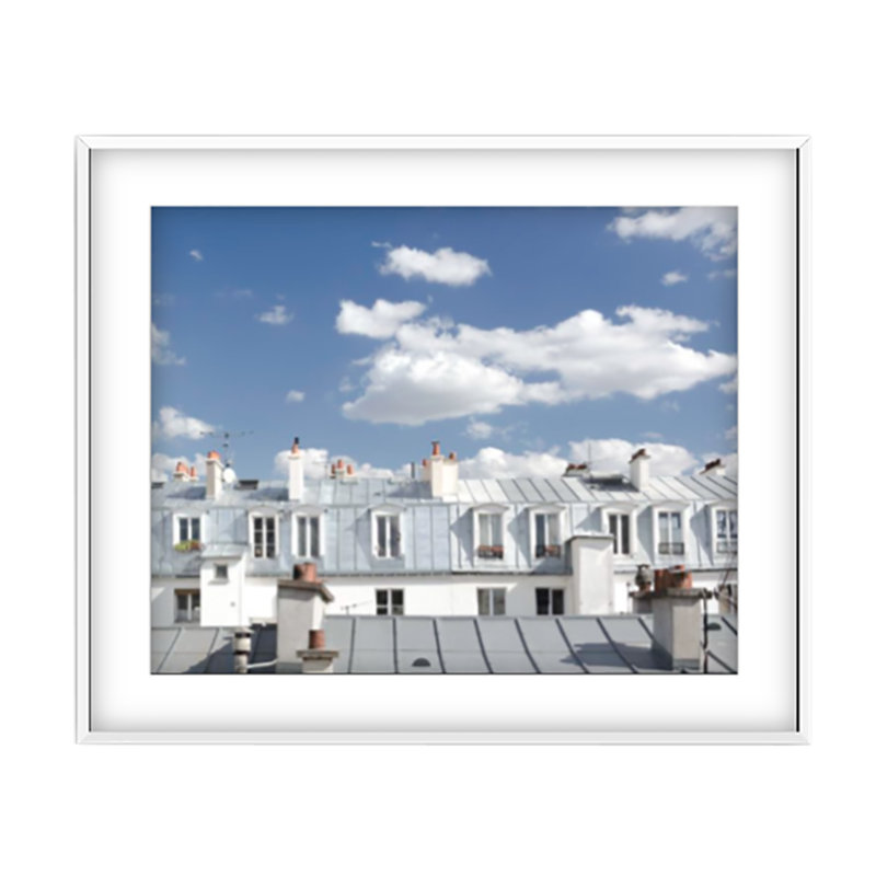 Toits De Paris Print by Francis Augustine, 48" H x 72" W x 0.8" D, White Framed Paper, White