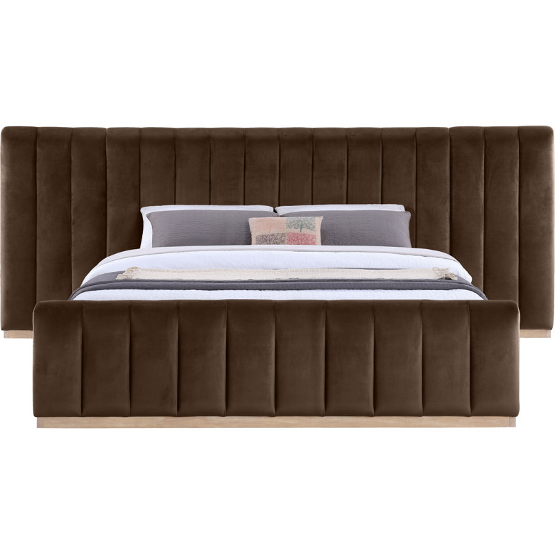 Amara Velvet Bed, King, Brown Velvet