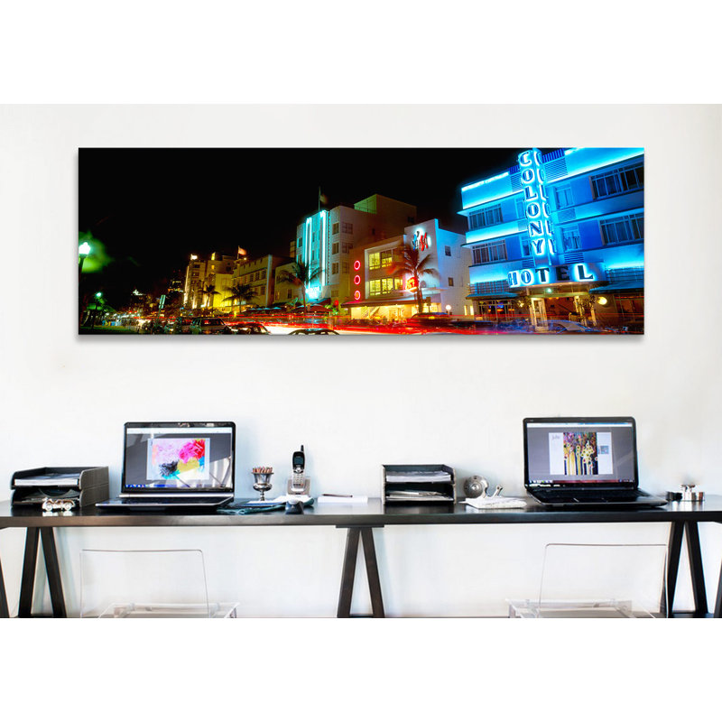 « panoramique art déco architecture miami beach fl », reproduction de photo sur toile, H 24 po x l 72 po x P 1,5 po