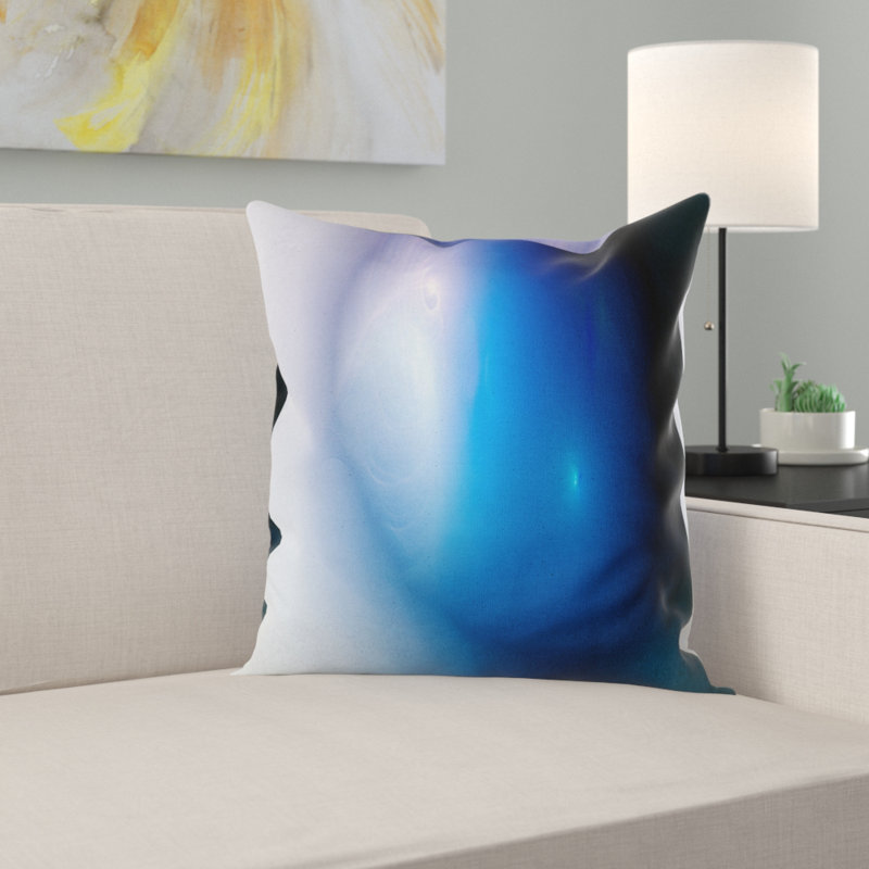 Mysterious Blue Fractal Texture - coussin imprimé abstrait, 16 po x 1 po, Coussin décoratif
