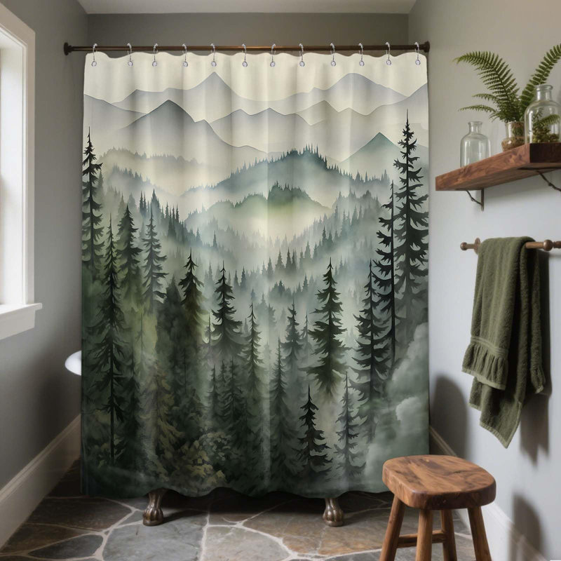 Rideaux de douche Mountain Green Forest