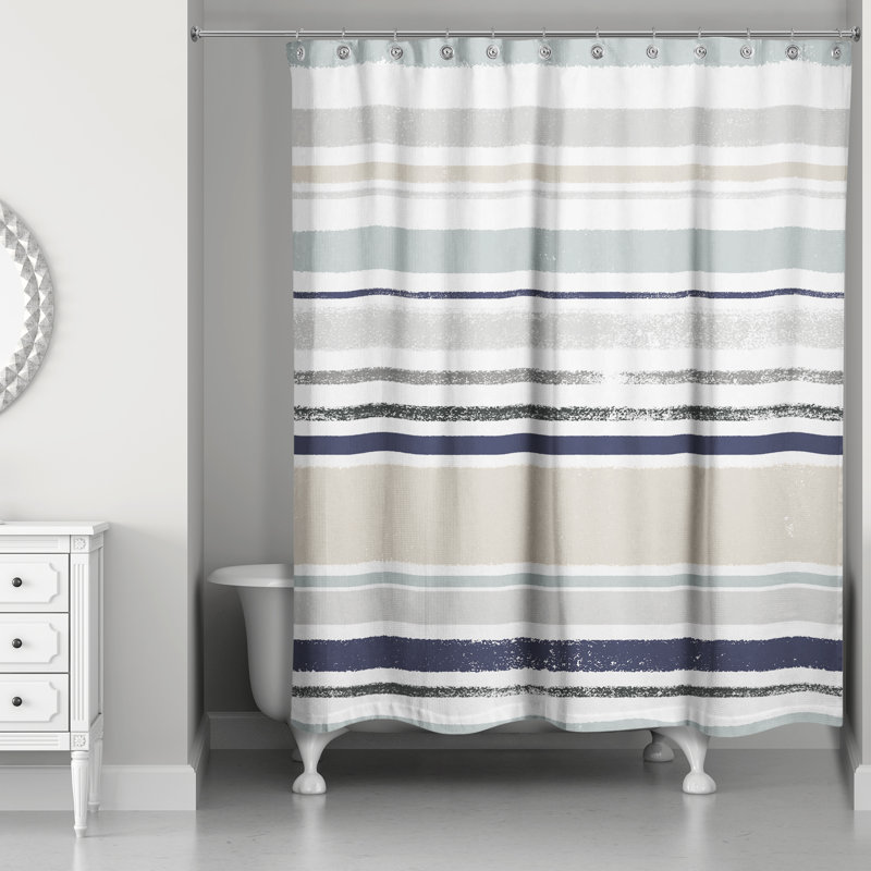 Rideau de douche simple à rayures Lecuyer, Beige